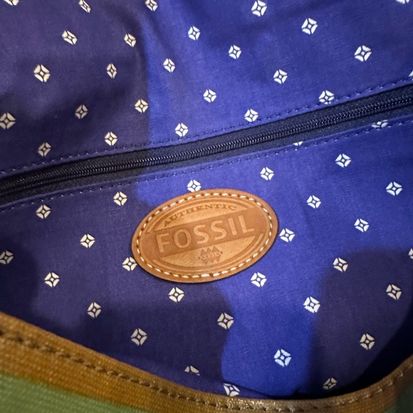 Fossil Keyper Flap Stripe Coated Canvas w/ Leather Trim Crossbody Messenger NWT - Picture 7 of 9
